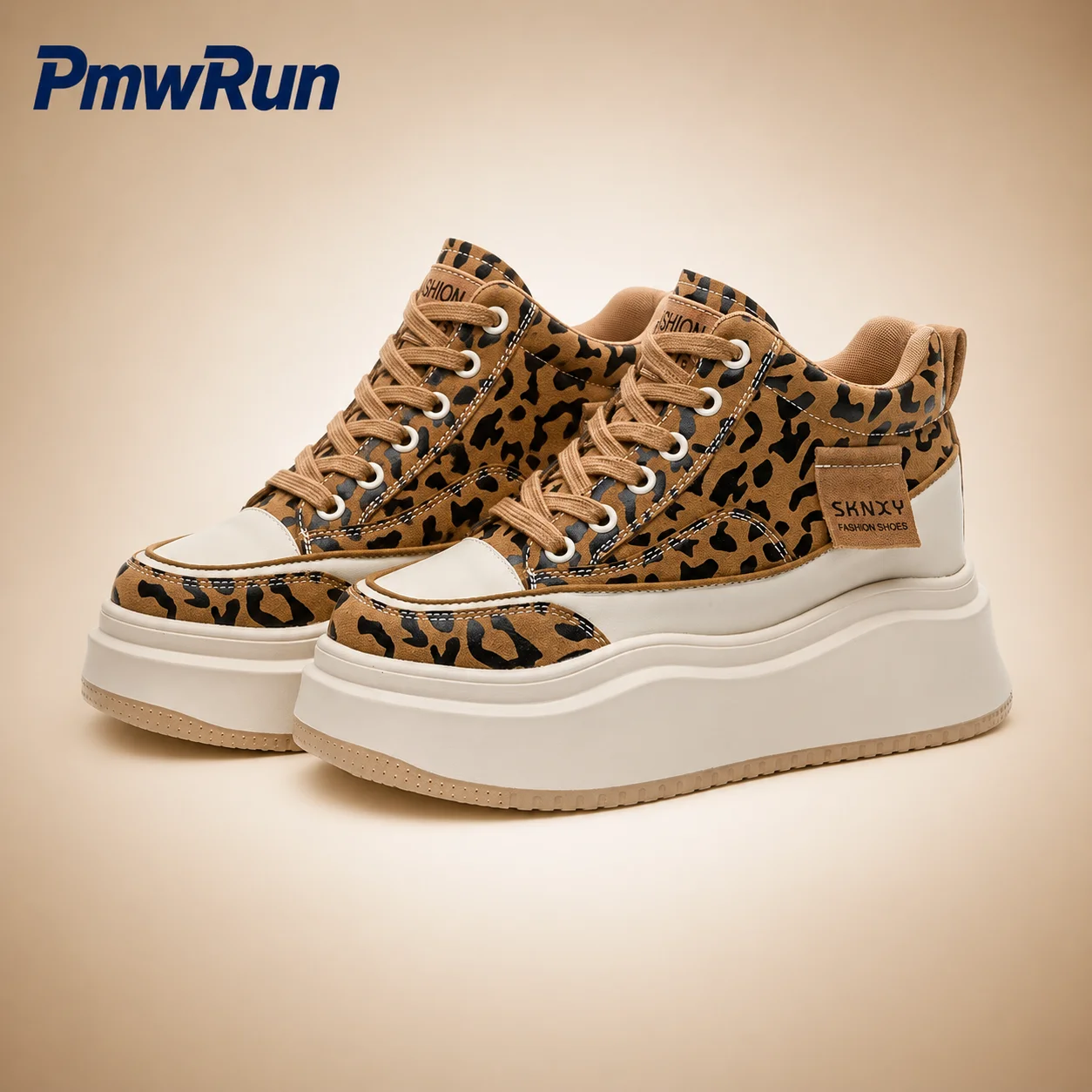 

Trend Fashion Leopard Boots For Women PU Leather Waterproof Women's Autumn Boots Height Increasing Streetwear Female