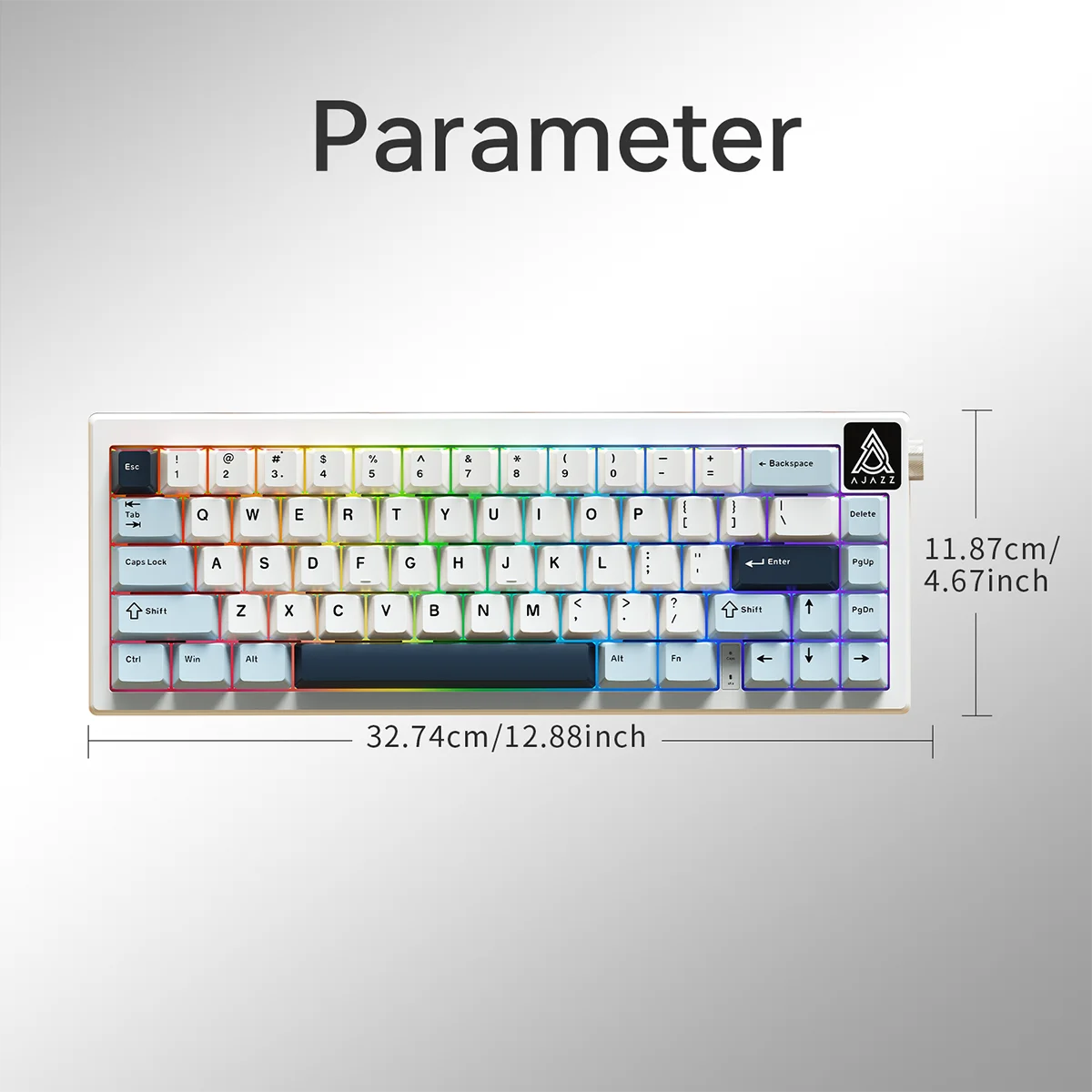 AK650 Wired Mechanical Keyboard Gasket Structure Side Volume Knob White/RGB Light Dual Foot Support Adjustment