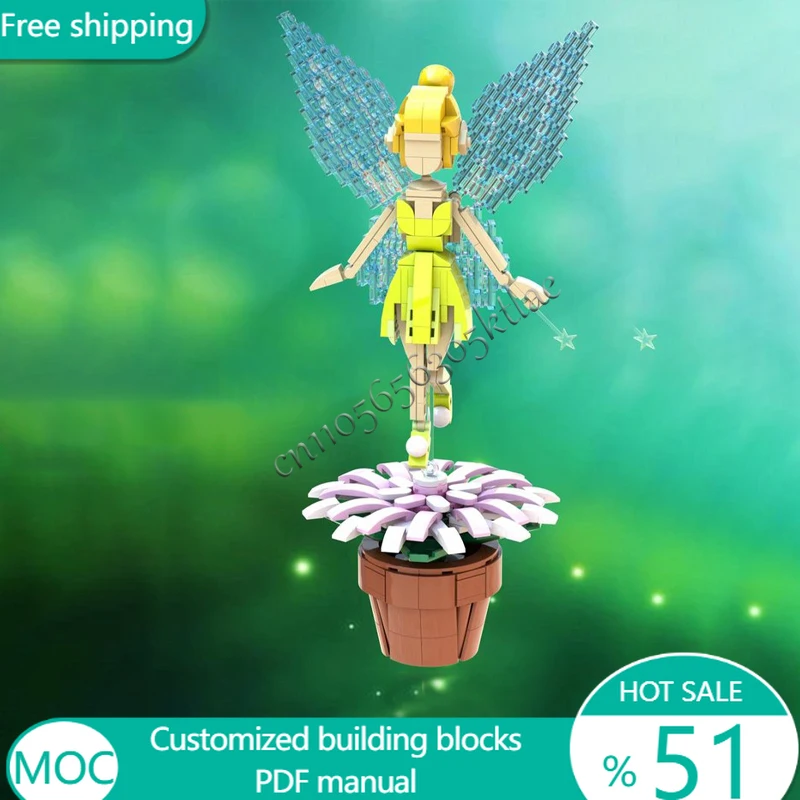 390 PCS Flowers Tinkerbell MOC Customize Modular Building Block Model Brick Popular Technology Simple DIY Boy Holiday Toy Gifts