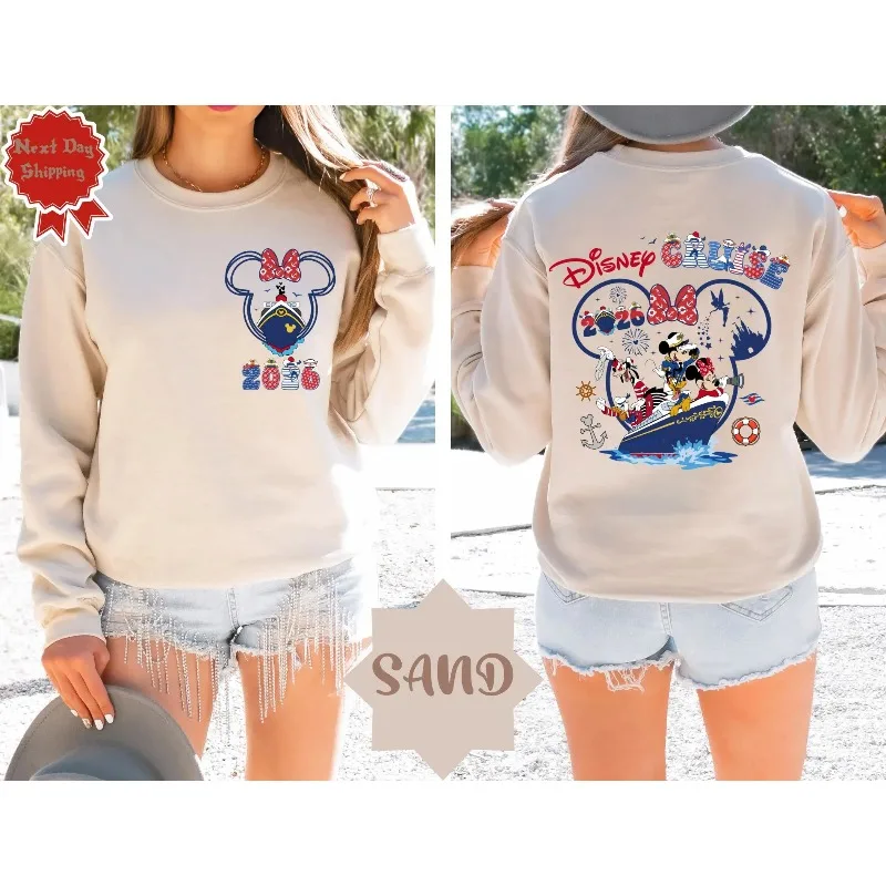 Disney Mickey and Friends Kreuzfahrtfamilie Rundhals-Hoodie, Disney Family Travel Shirt Kreuzfahrt-Geburtstagsshirt, Kreuzfahrt-Team-T-Shirt