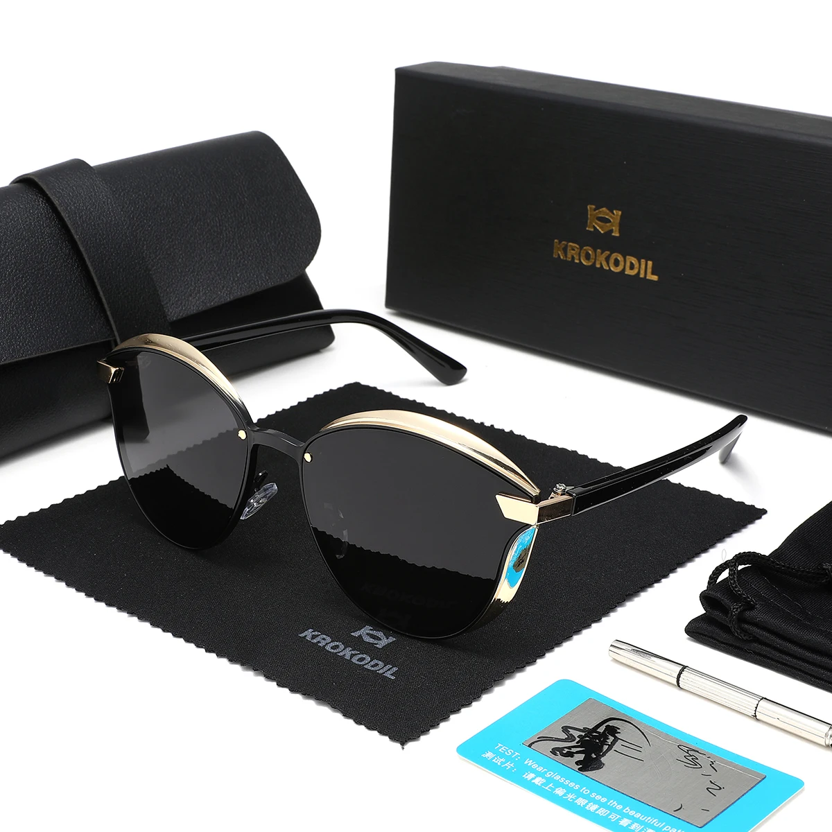 Luxury Luxury Cat Eye Sunglasses Women Black Gold Frame Polarized UV400 With Premium 6-Piece Gift Box Set High-End Fashion Eyewear - Aliexpress Deal