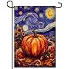 Fall Decor - Artistic Starry Night Sky Moon Pumpkin Garden Flag llz