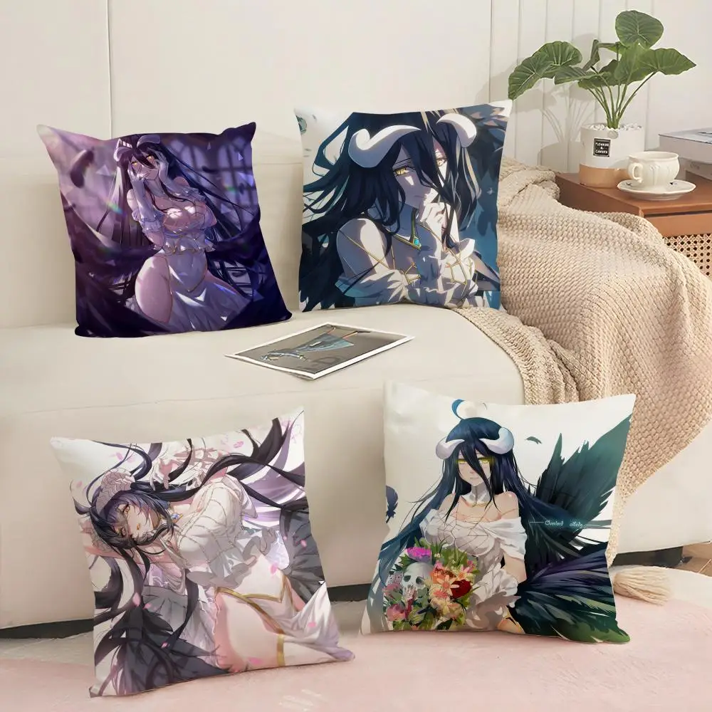 Anime O-OVERLORD Albedo Cushion Cover Silky Short Plush Invisible Zipper Dustproof Sofa Pillow Case for Home Decor