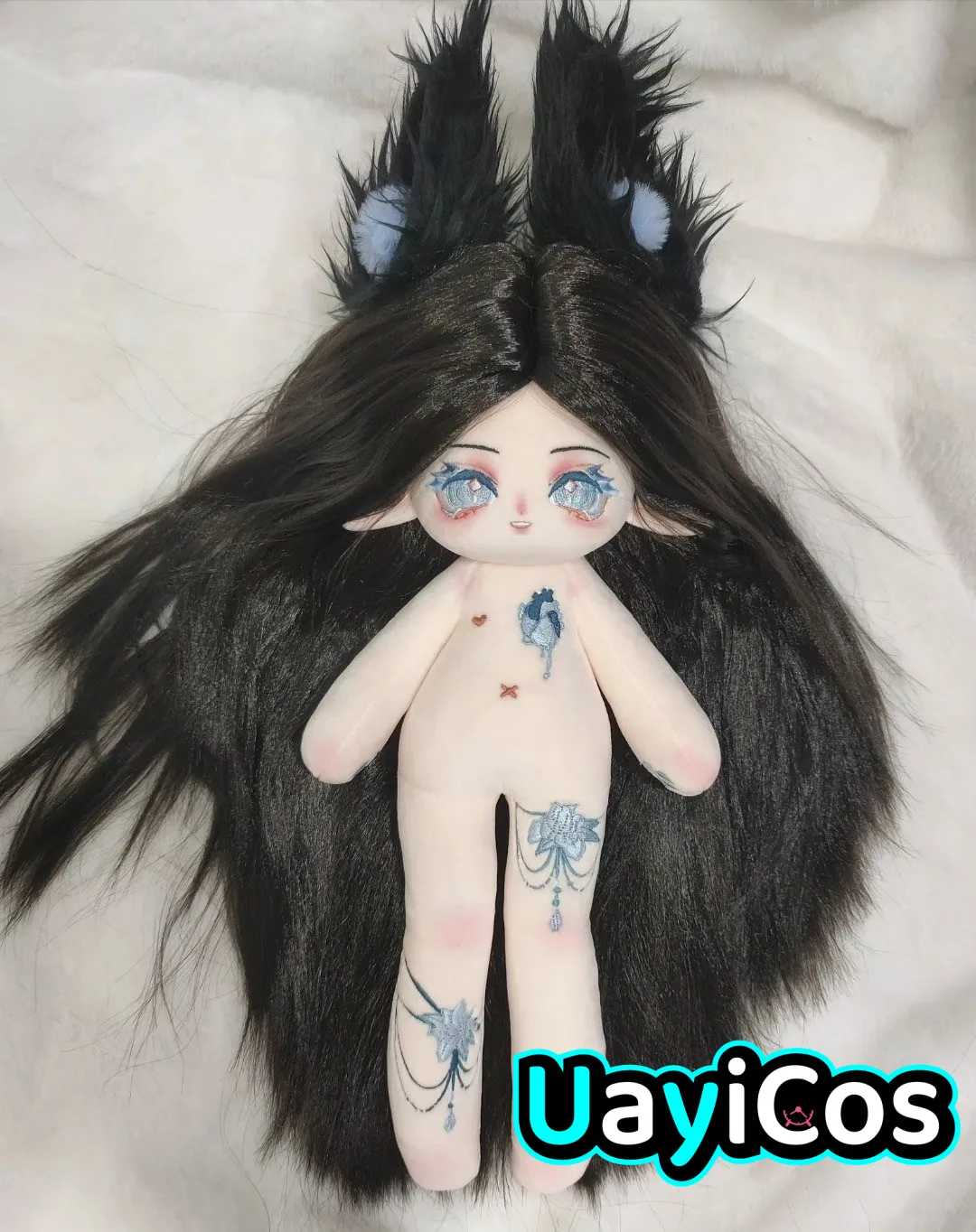 

30cm Anime Blue Eyes Monster luo ti ya si Stuffed Long Legs Hair Plushie Cotton Plush Doll Body Anime Figure Toy Kids Halloween