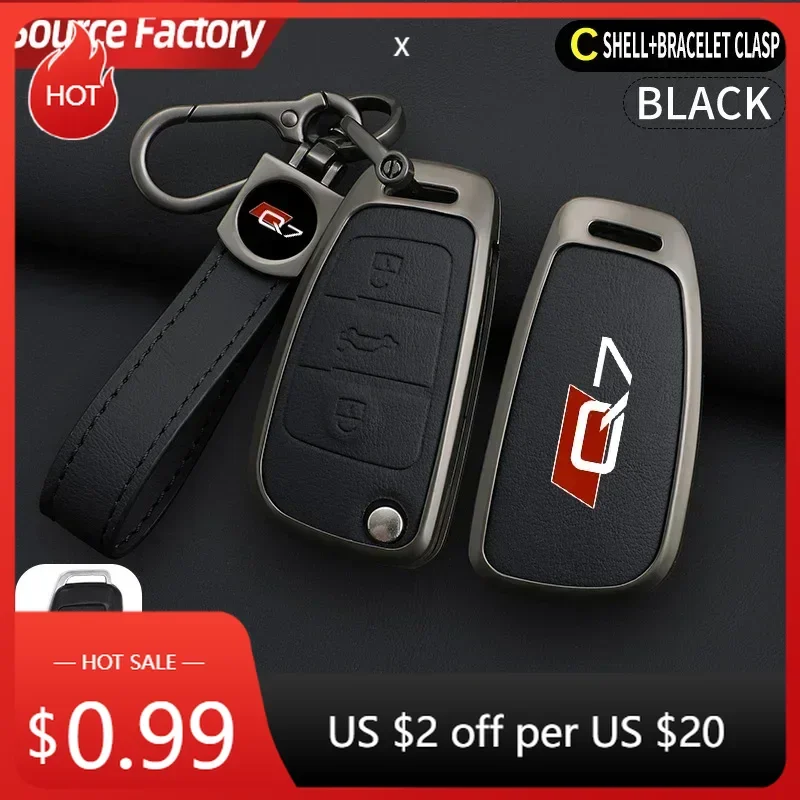 

Автомобильные наклейки из цинкового сплава, автомобильный смарт-пульт дистанционного управления, откидной чехол для ключей, чехол для Audi Q7 4m 4l 2016 2021 2022, защитный брелок для ключей