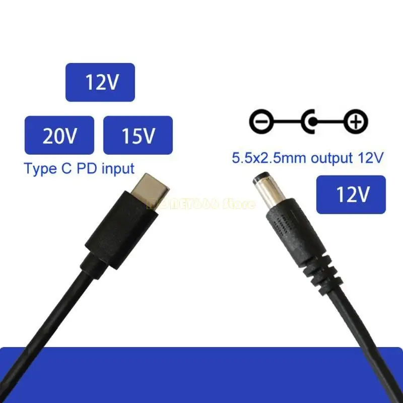 F62C USB C/Type-C PD إلى 12V 5.5x2.5 مم كابل الطاقة لمكبرات الصوت اللاسلكية #3