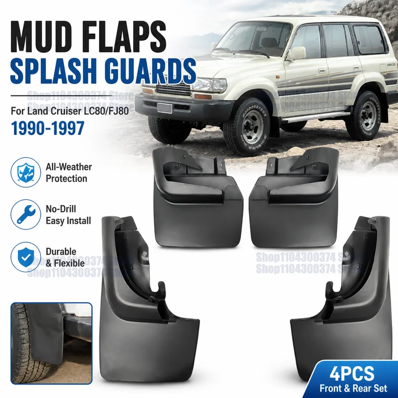 For Toyota Land Cruiser LC80/FJ80 1990-1997 - All-Weather Car Mudflaps Splash Mud Flaps Front Rear Wheel Fender Flare Auto