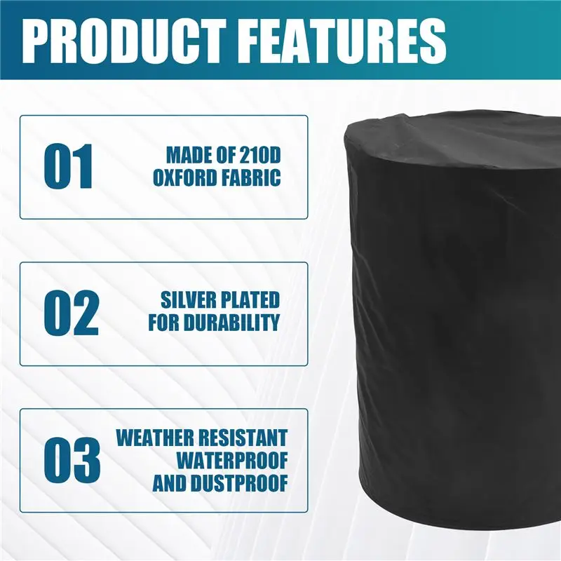 J1UL1N BBQ Grill Cover 210D Grill Cover For Weber Charcoal Kettle, Waterproof Black Smoker Cover Round Grill Covers Gas Outdoor