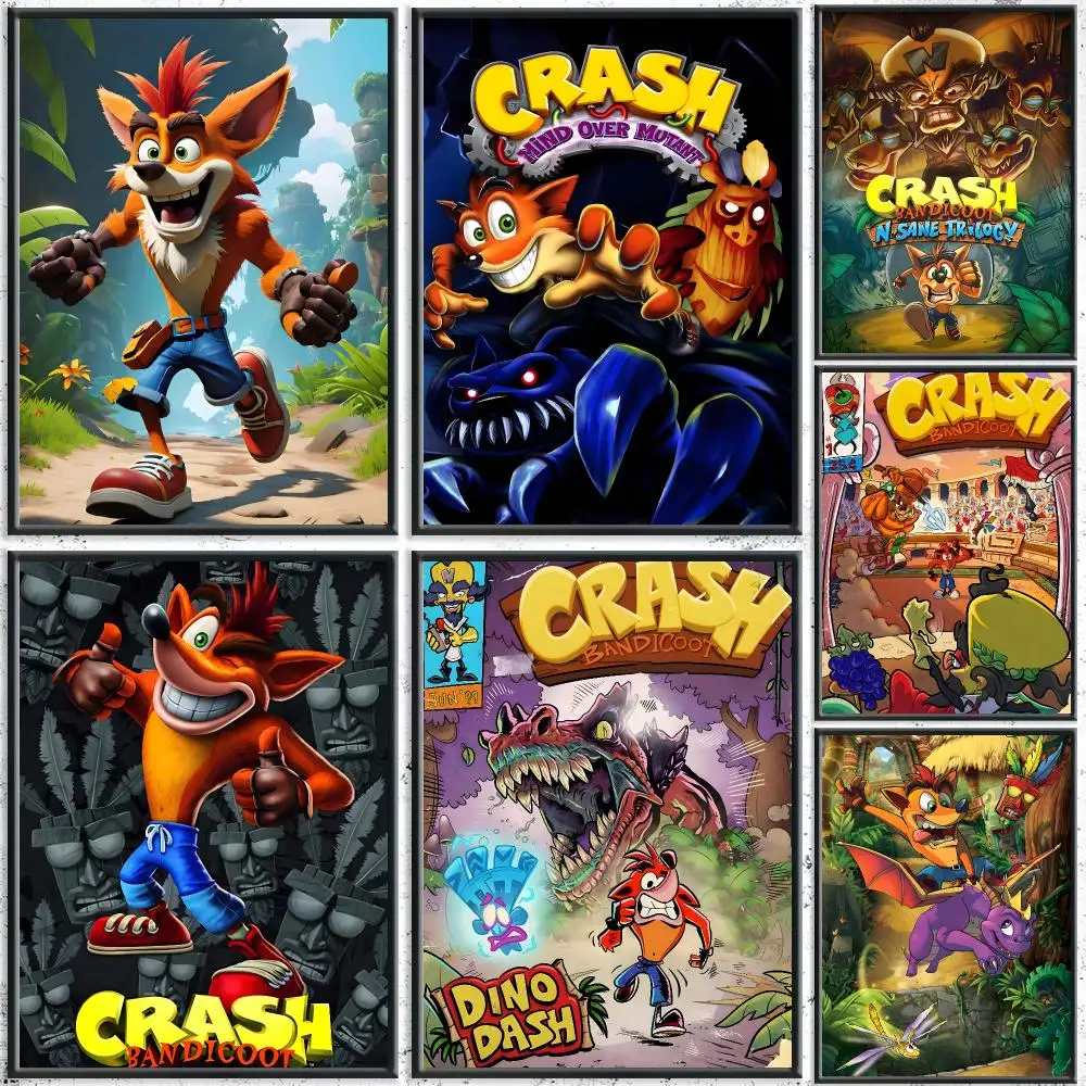 Retro Game C-Crash BandicootS Poster HD Self-Adhesive No Residue After Removal Ideal for All Kinds of Wall Decor