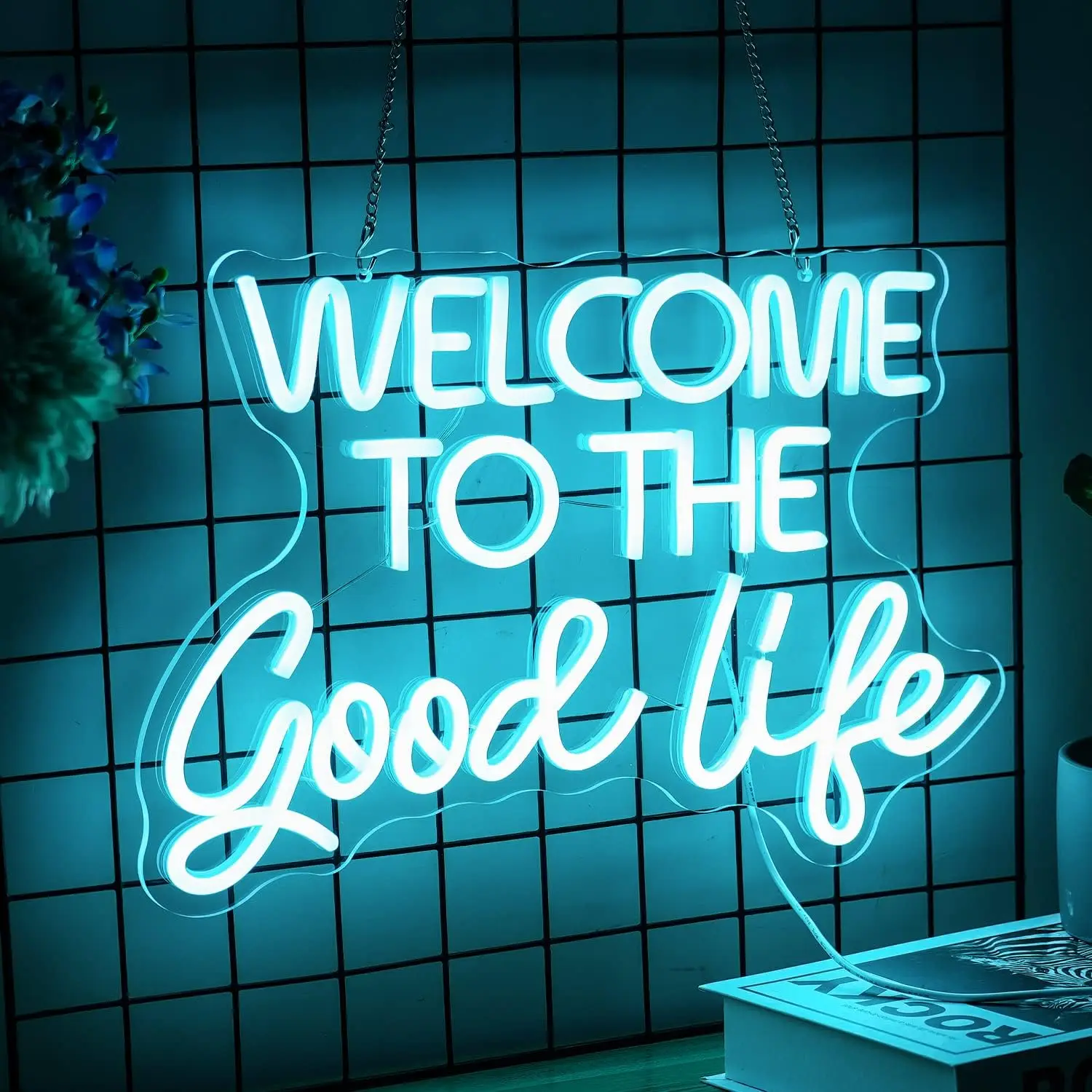 Welcome To The Good Life Neon Sign Letter LED Neon Lights  Wall Decorative Light Bedroom Kids Room Birthday Party Bar  Gifts