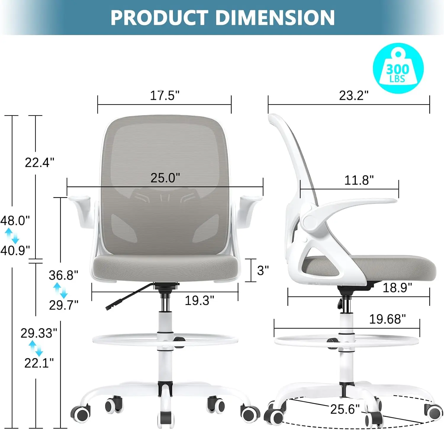 Ergonomic Home desk office chair with flip arm and waist support, high extension height Executive Home desk office chair