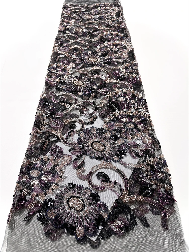 

Африканская кружевная ткань с бисером, французский тюль, кружево, роскошная кружевная ткань высокого качества 2025, нигерийская ткань с блестками и бусинами для женщин, свадебное платье
