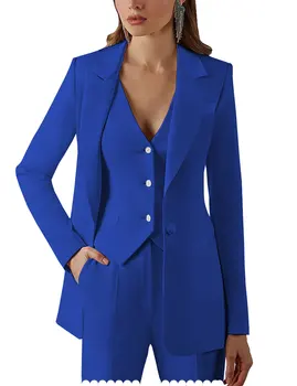 Garnitury damskie do pracy w biurze 3-częściowy zestaw damski marynarka komplet garniturów roboczych spodnie robocze kamizelka (marynarka + kamizelka + spodnie)