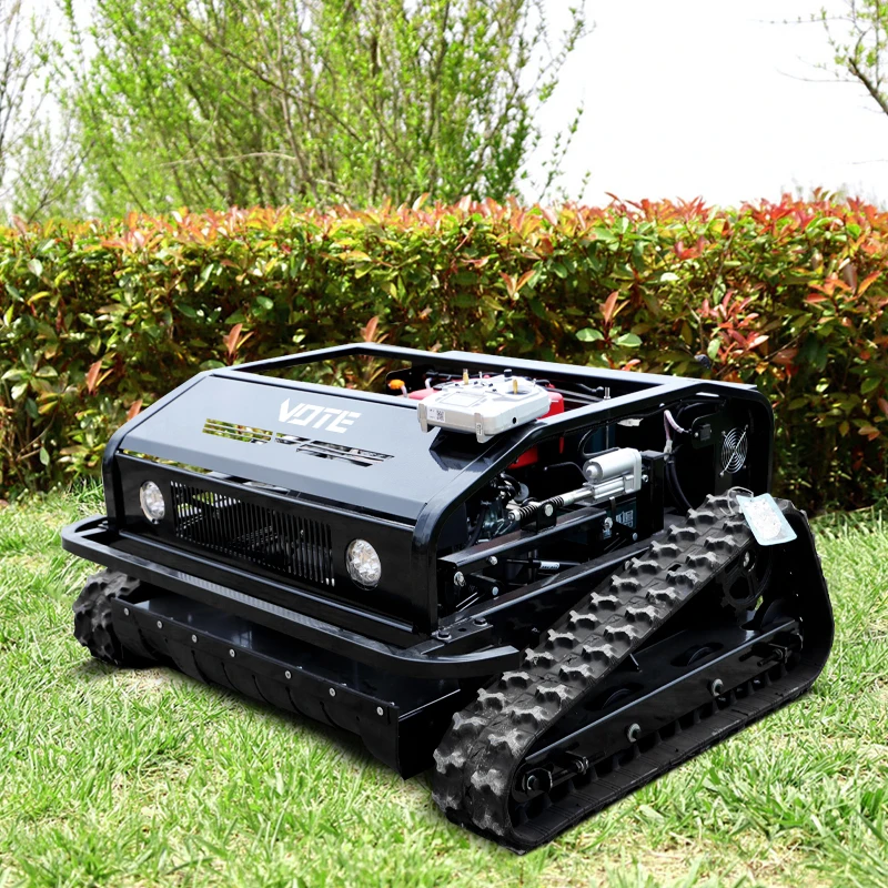 Customized Hot Sale Rubber Crawler Robot Gasoline Self Propelled Garden Remote Control Lawn Mower with rubber tracks