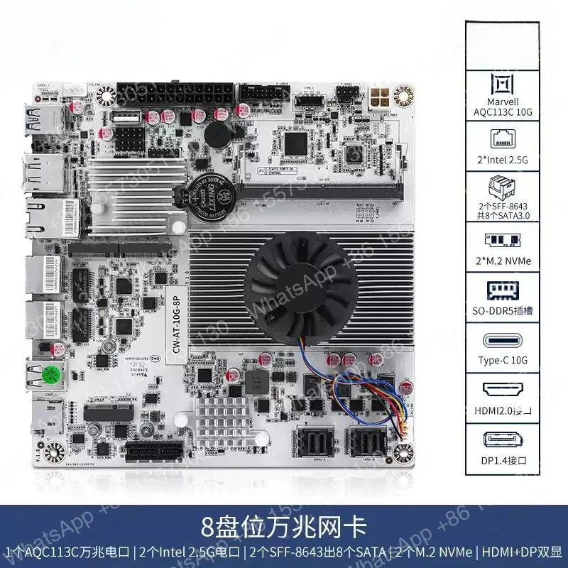 Nas Motherboard 8 Sata Mini Itx - 8-Bay NAS Motherboard with N100 N150