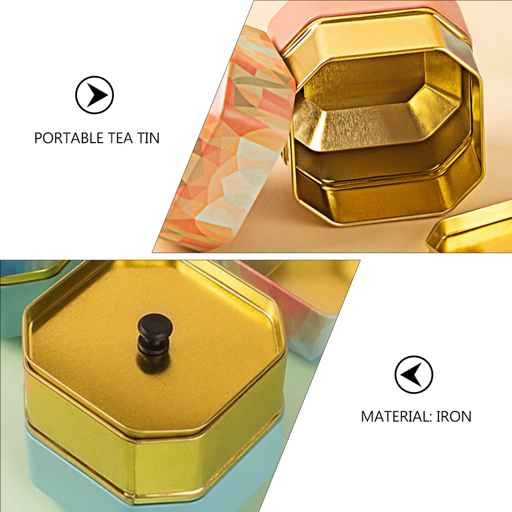 

4 Pcs Canister Iron Storage Jars Portable Tin Container Food Candy Holder Sealing Lid Keeps Tea Fresh Safe Hygienic Home Office