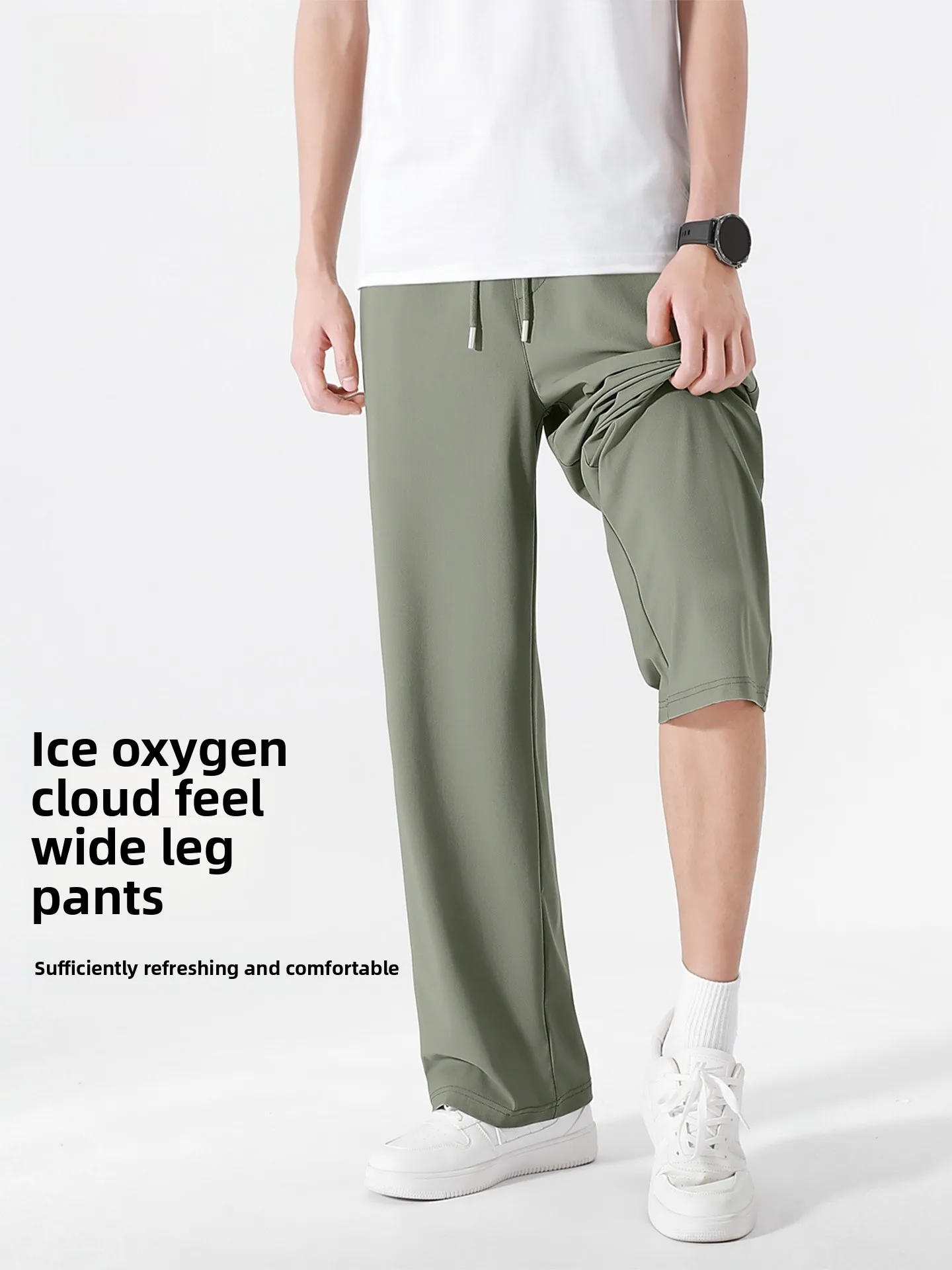 

Bal Men's Casual Ice Silk Straight Leg Summer Lightweight Qui Dry Sport Pants Elastic Waist Corduroy Youth Faion