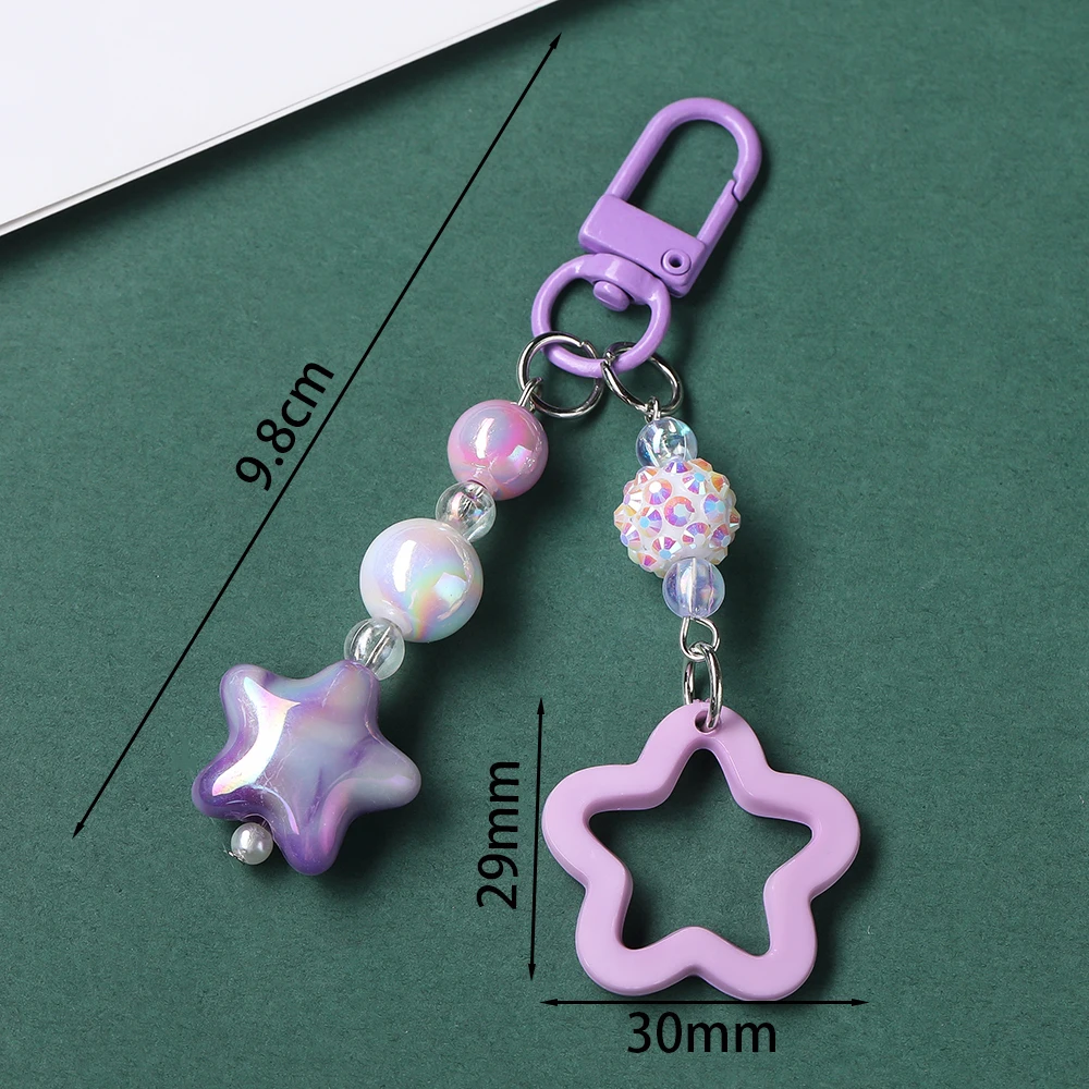 1Pcs/Lot Hollow Pentagram Acrylic Pendant Cute Charm Key Ring for DIY Handbag Lanyard Accessories Car Hanging Trinket Key Holder