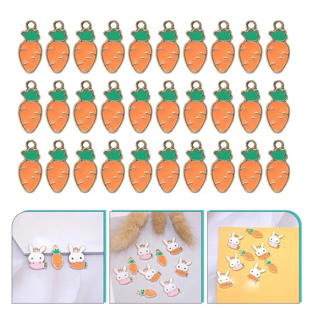 

30 Pcs Holiday Charms Carrot Bracelet Hanging Ornament Beads Crafts Vegetable Jewelry