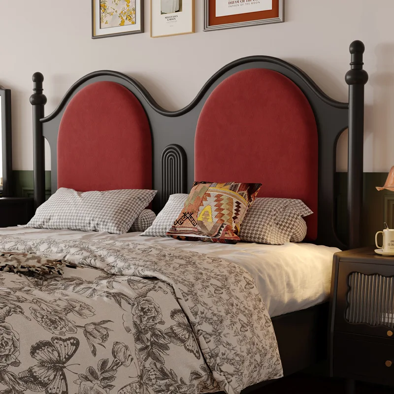 سرير حقيبة ناعمة كلاسيكية فرنسية بطول 1.8 متر، سرير كبير، غرفة نوم رئيسية، أثاث من الخشب الصلب، سرير مزدوج بسيط من القرون الوسطى #5