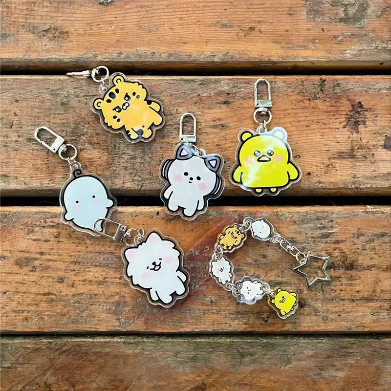 New Kpop Cartoon Mini Acrylic Keychains Pendant Keyring Beauty Fans Gifts