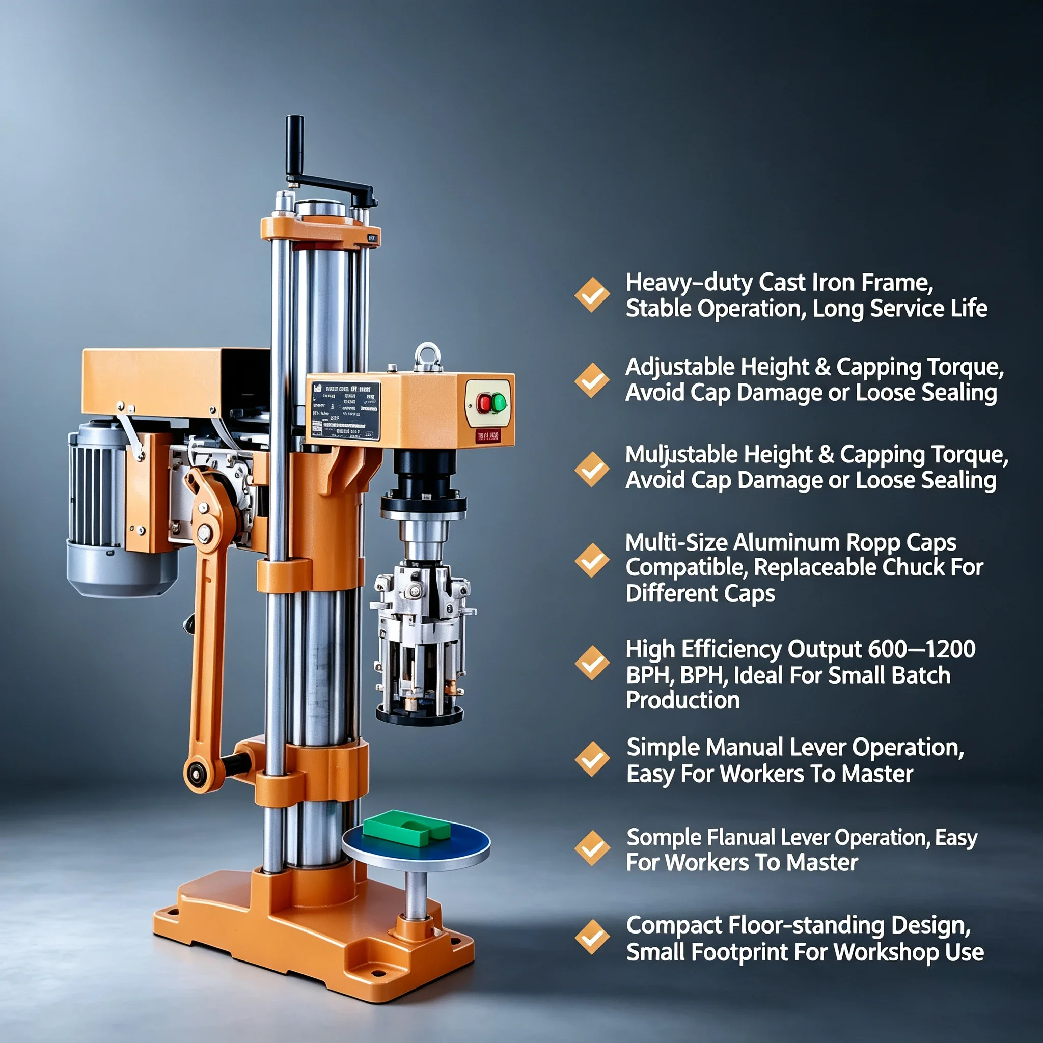 Semi Automatic Desktop Aluminum Cap Capping Machine Manual Locking Sealer For Oral Liquid Beverage Bottles