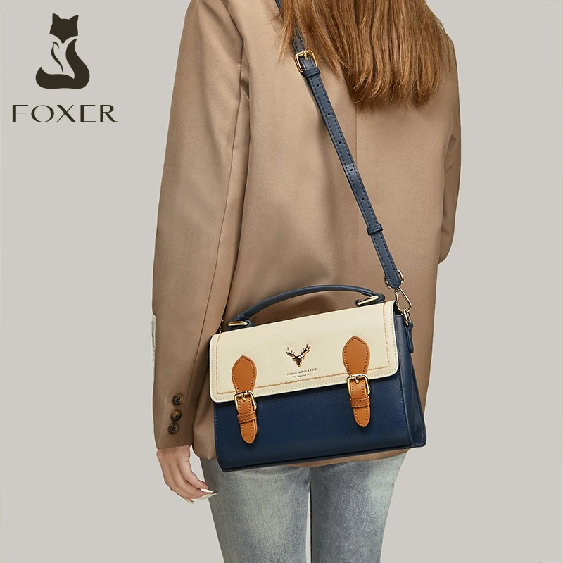 Imagem -05 - Bolsa Mensageiro de Couro Foxer-split para Mulher Bolsa Feminina Bolsalas de Ombro Crossbody Designer Moda Feminina Flap de Namoro Marca