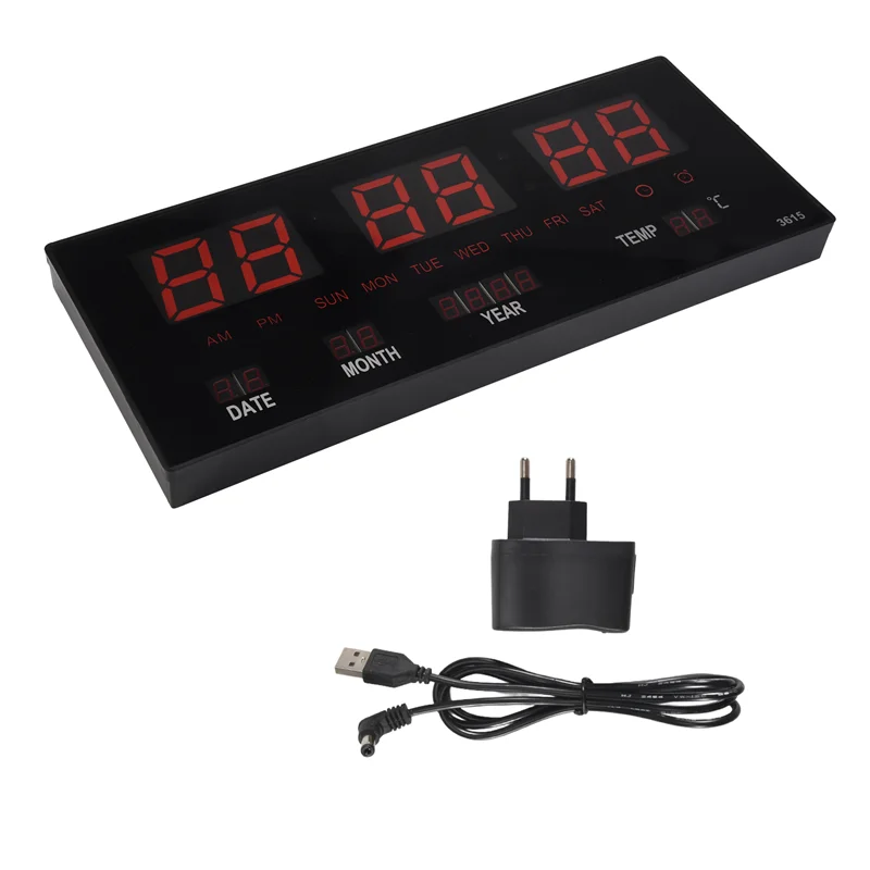 【Flash Sale】LED Perpetual Calendar Electronic Clock Digital Wall Clock Alarm Hourly Chiming Temperature Table Clocks Home Office view 3