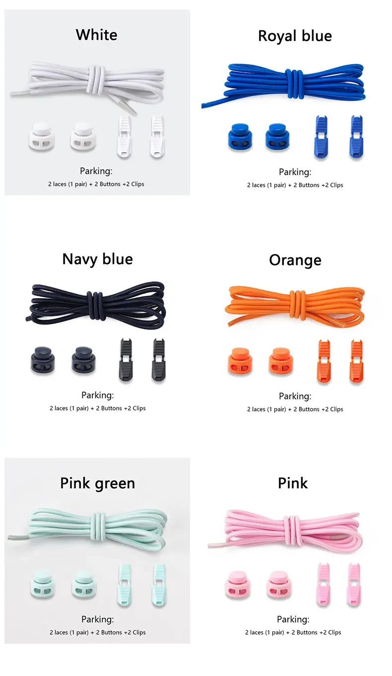 No-Tie Elastic Shoelaces Stretch Laces with Press Lock for All Shoes Quick Wear in 1 Second Hiking Sport Lazy Laces Multi Colors