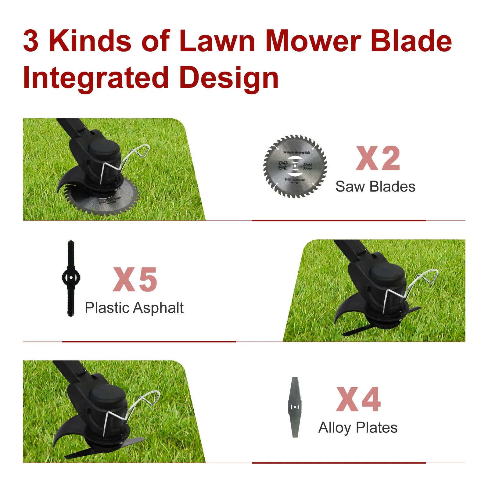 Electric Lawn Mower Cordless Grass Trimmer 21V Brushless 18000RPM 2x5C 2000mah Battery Bottom Wheel for Lawn Yard Garden Tool
