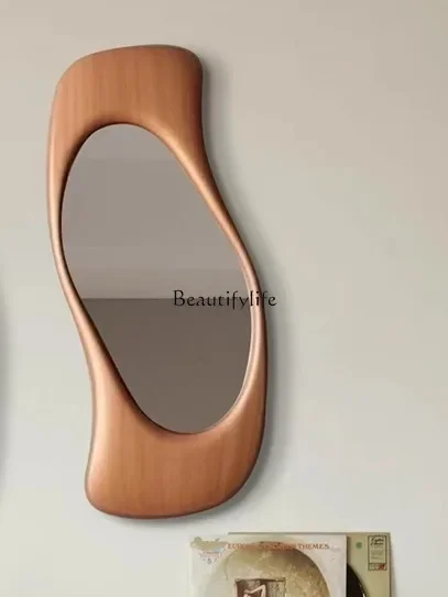 03.French wall-mounted bathroom mirror porch art makeup mirror irregular decorative mirror