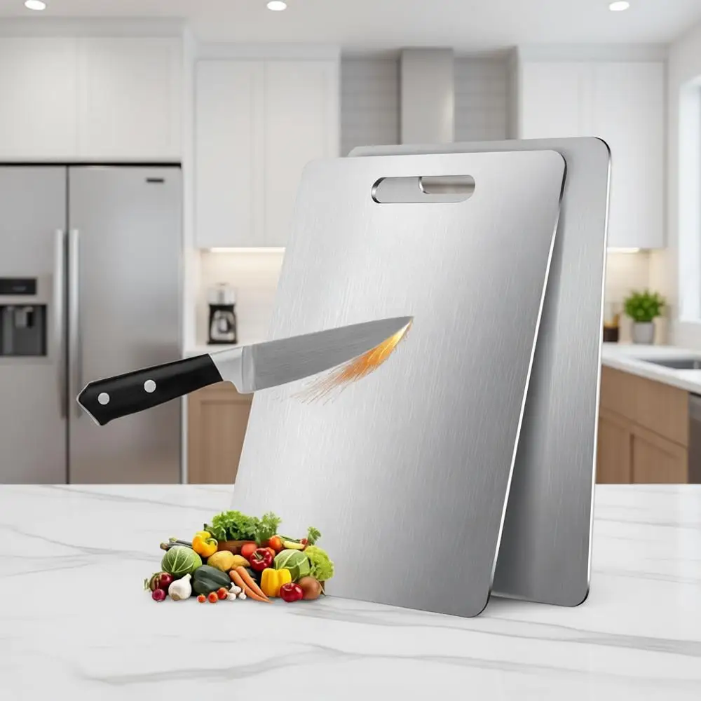 

Double-Sided 100% Titanium Cutting Board, 13x9, for Meats, Fruits, and Vegetables, Easy Clean