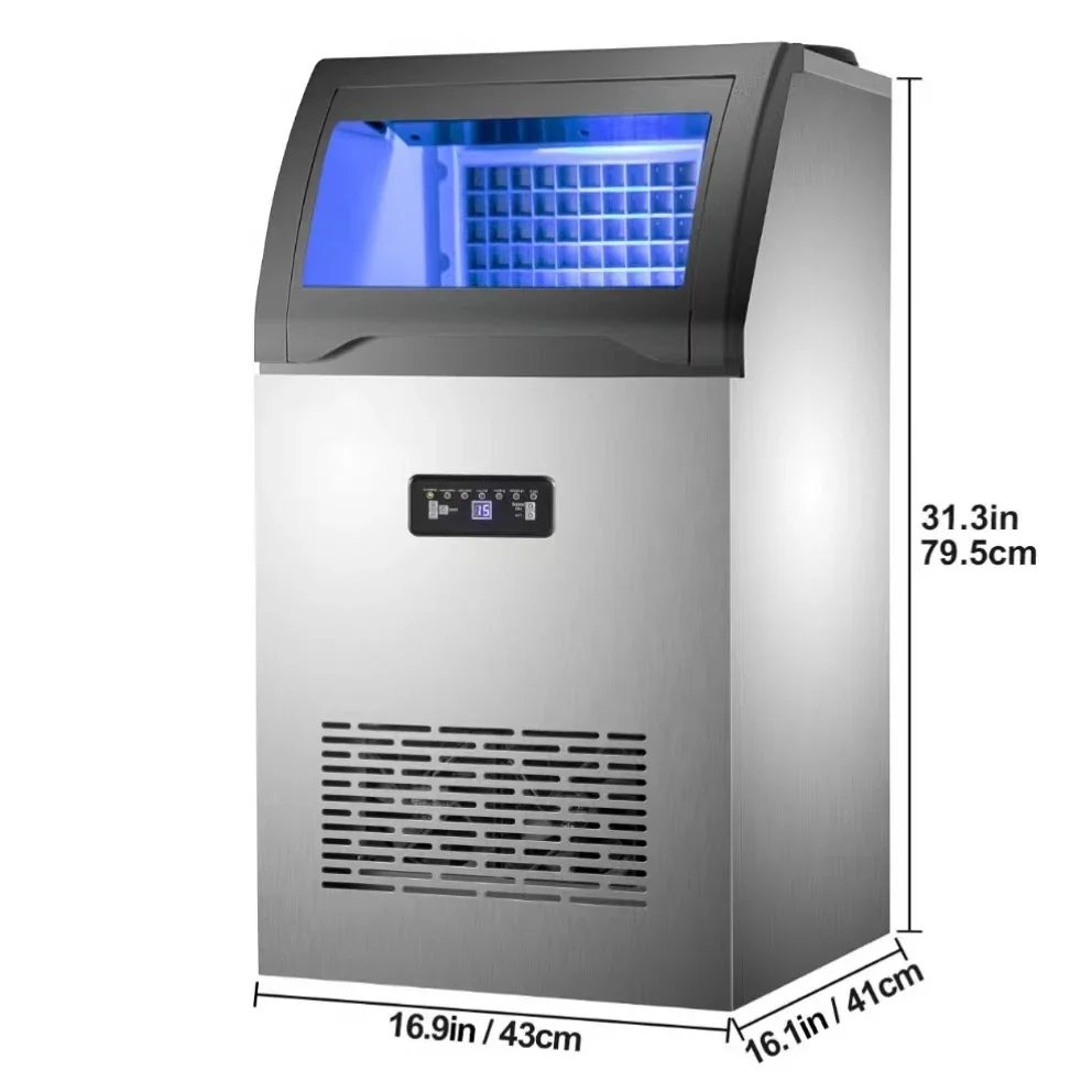 Bottled Water Ice Maker Machine 60kg/24H  with 2 Water Inlet Modes Commercial Ice Machine for Home Office Restaurant Bar