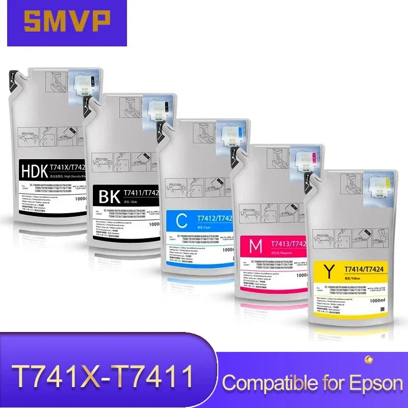 

1000 мл T7411 T7414 T741X 7411 Пакеты чернил для сублимационной краски для Epson SureColor F6000 F6070 F6200 F6270 F7000 F7200 F9200