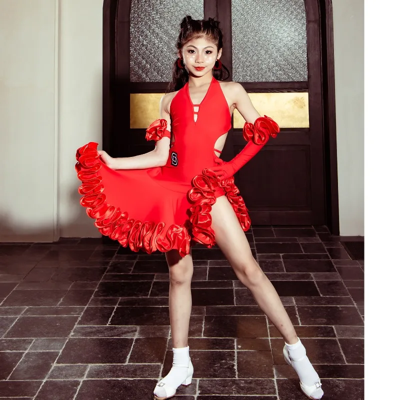 High End Latin Dance Dress Set For Women, Soft Professional Training Outfit, Elegant Stage Competition Performance Dance Costume