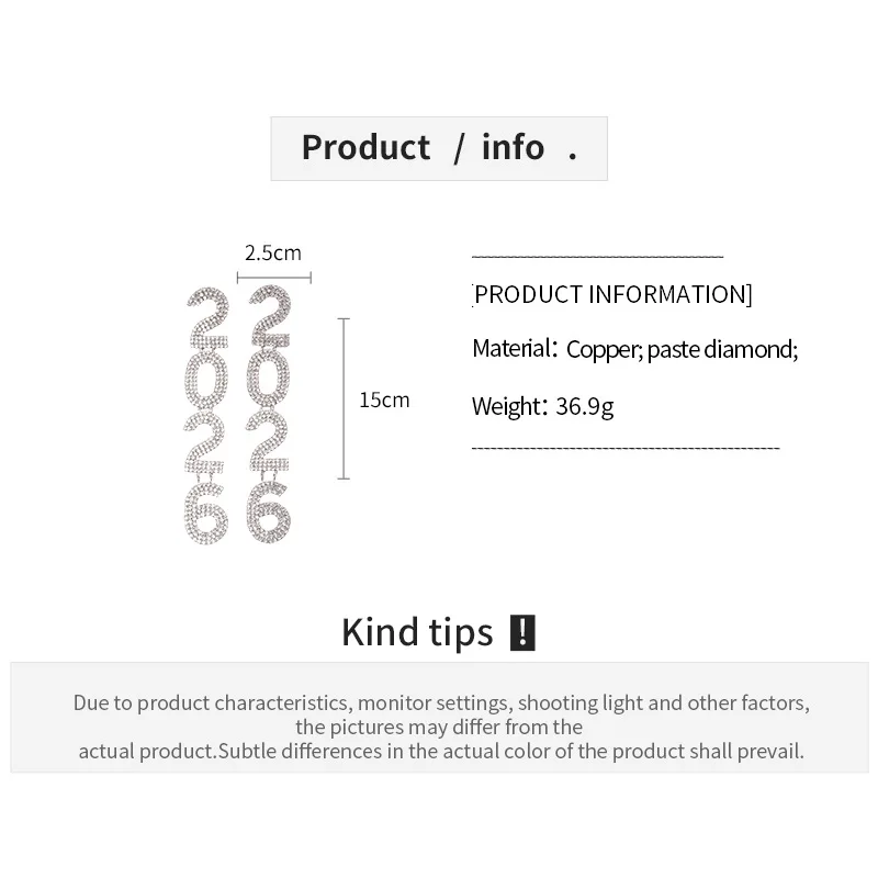 مجموعة ماسية شخصية رقمية 2026 خفيفة فاخرة راقية أقراط إبرة فضية فريدة من نوعها #6