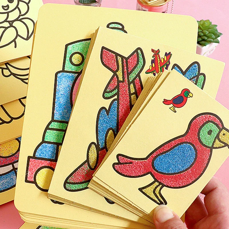 الإبداعية DIY الرمال اللوحة الاطفال ألعاب مونتيسوري الأطفال الحرف خربش اللون الرمال الفن صور رسم ورقة ألعاب تعليمية #4