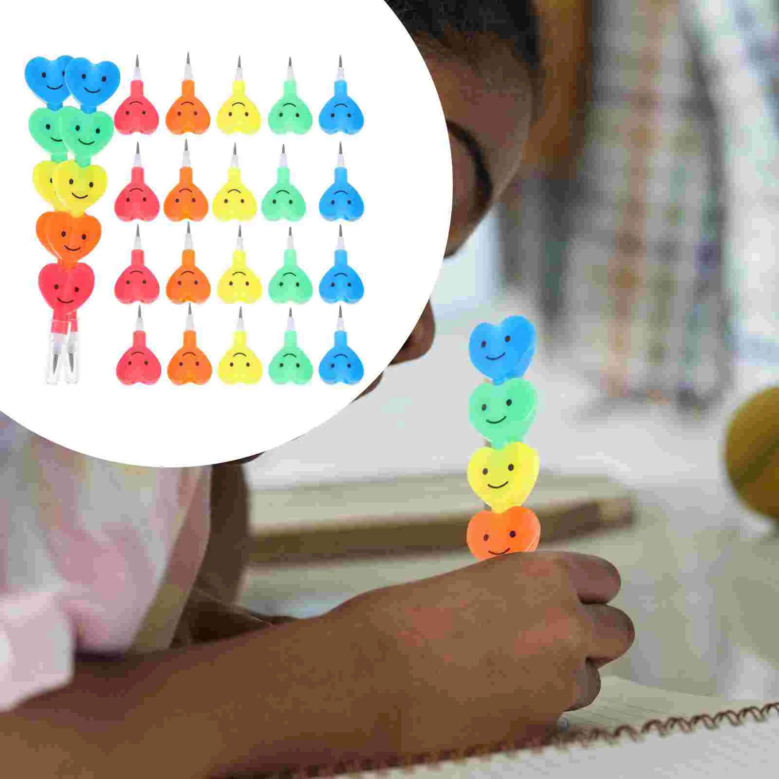 

Fun Pencils Stackable Lead Cartoon Stacking Plastic Non Sharpening Child for Kids