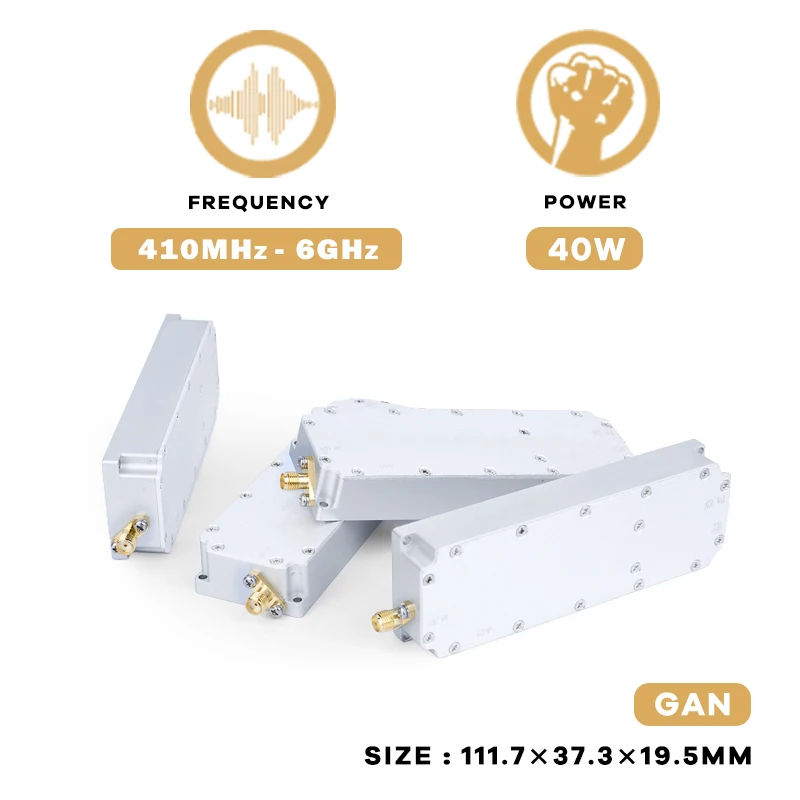 40W 700-1000 1.5G 2.4G 5.2G 5.8G VCO Signal Source GaN RF Power Amplifier Module With Circulator UAV Device FPV Drone Module