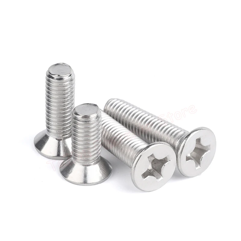 M1 M1.2 M1.4 M1.6 M2 M2.5 M3 M3.5 M4 M5 M6 M8 M10 304 Stainless Steel Cross Phillips Flat Countersunk Head Screw Bolt Mini Small image 2