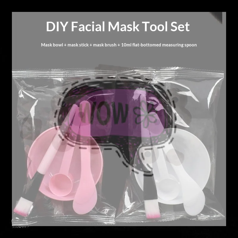 【HBA】4Pcs DIY Facemask Mixing Tool Kit Facial Mask Bowl Stick Spatula Silicone Soft Face Brushes Spoons