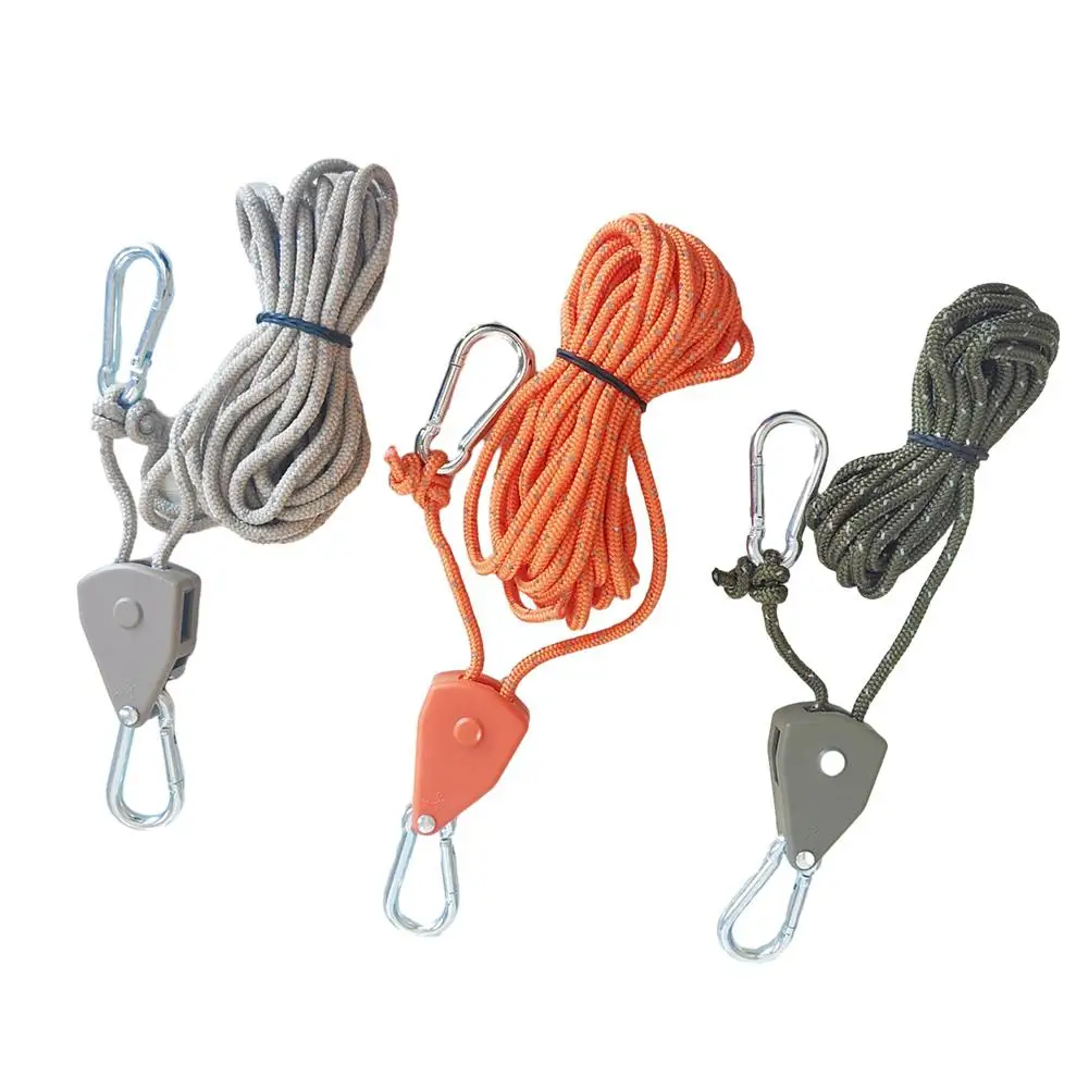 4m/5m Tent Wind Rope Hold Adjustable Lock Tearrust Resistant Hang For Tent Pulley Camping Rope Canopy Binding Rope Outdoor Tools