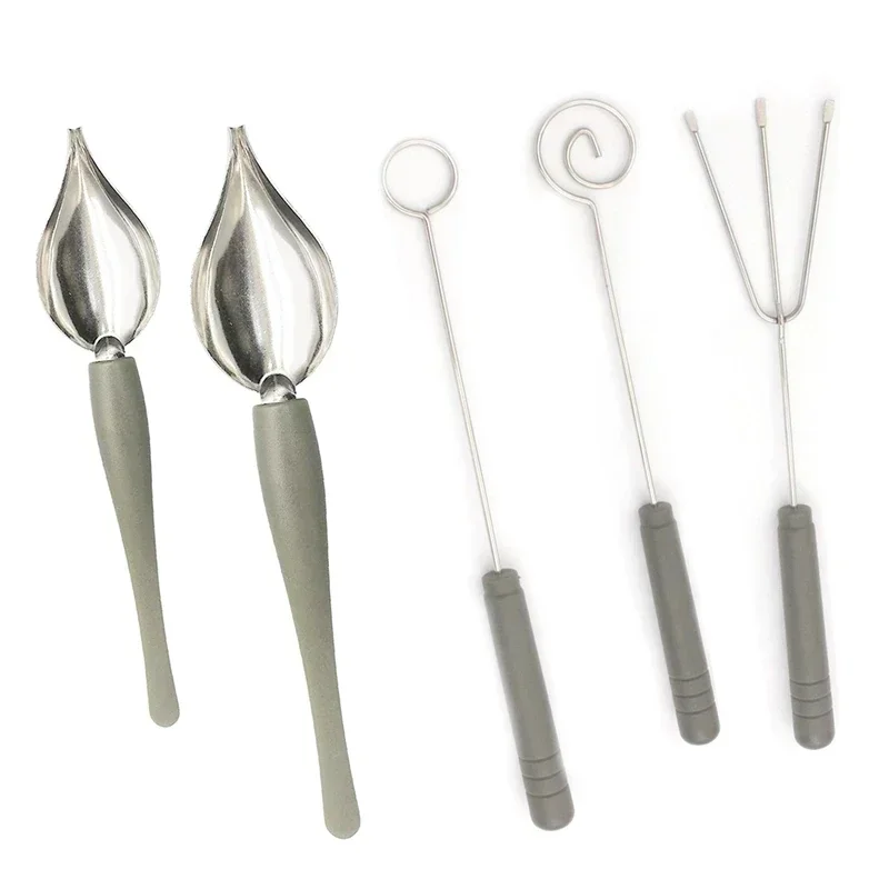 

Hot Sales Drawing Decorating Spoon Candy Dipping Tools Chocolate Dipping Fork Spoons Set Chef Art Spoons for Decorative Plates