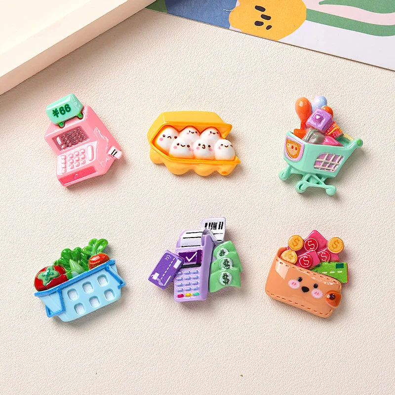 50pcs Cartoon Resin Simulation Convenience Store Flatback DIY Scrapbooking Cabochon for Homemade Dollhouse Gift
