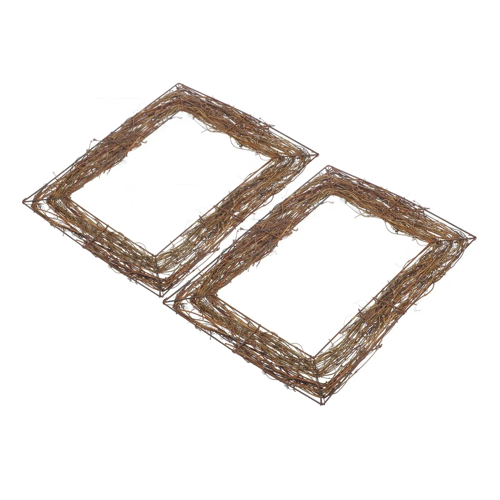 

2 Pcs Rattan Wreath Base Vine Branch Mini Square Twig Wreath Base Floral Decor Garland DIY nament Holiday Seasons