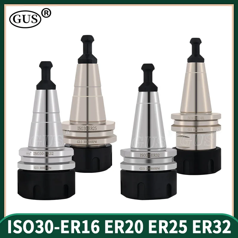 ISO30 Woodworking Tool Holder ER16 ER20 ER25 ER32 Collet Chuck Balancing G2.5 30000rpm With Pull Pin CNC Spindle Lathe Milling