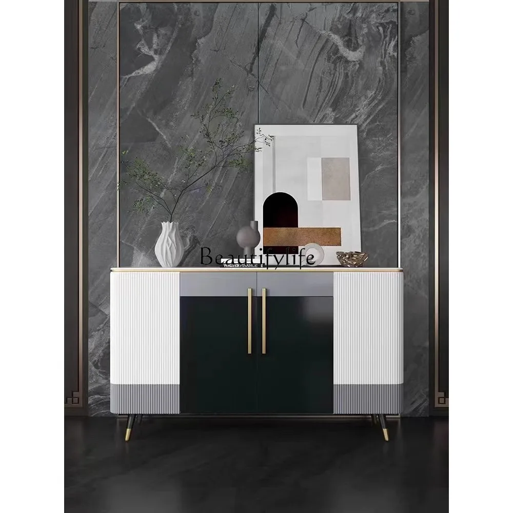 

01Modern simple home shoe cabinet living room decoration paint rock slab surface American storage cabinet