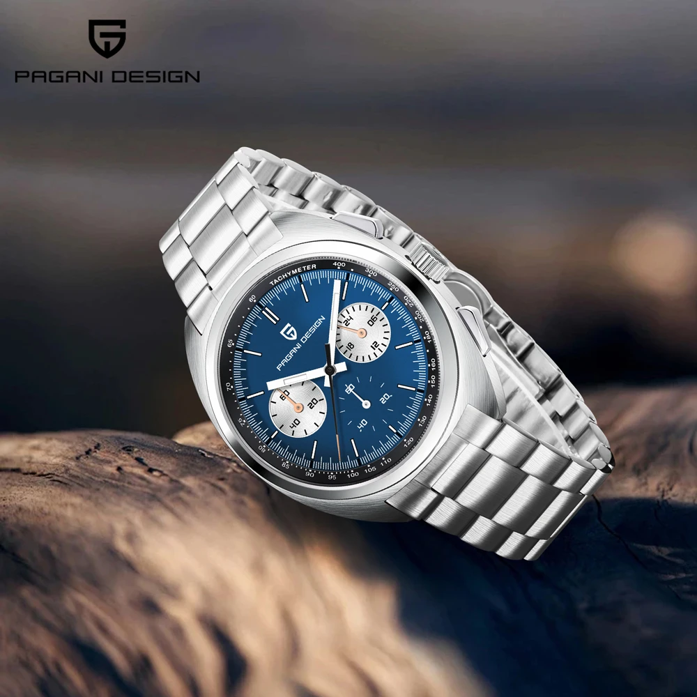 PAGANI DESIGN Watches Oval Luxury Quartz Watch For Men Fashion Stainless Steel Sapphire Crystal Luminous Waterproof  Chronograph