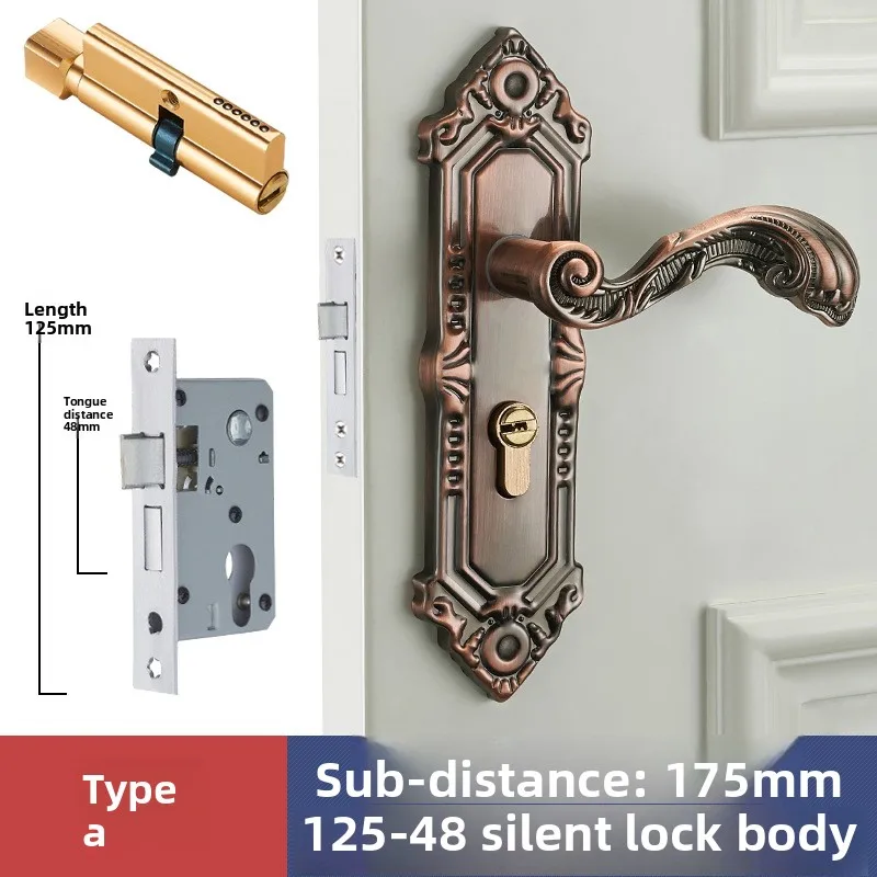 النمط الأوروبي كتم قفل باب الغرفة مقبض موضة مقابض الأبواب الداخلية قفل فاخر مضاد للسرقة قفل البوابة الأجهزة والأثاث