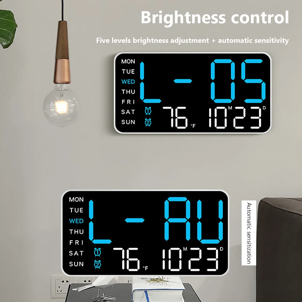 LED Screen Digital Wall Clock 12/24H Table Clock With Adjustable Brightness Electronic Alarm Clock With Multi Functional Display